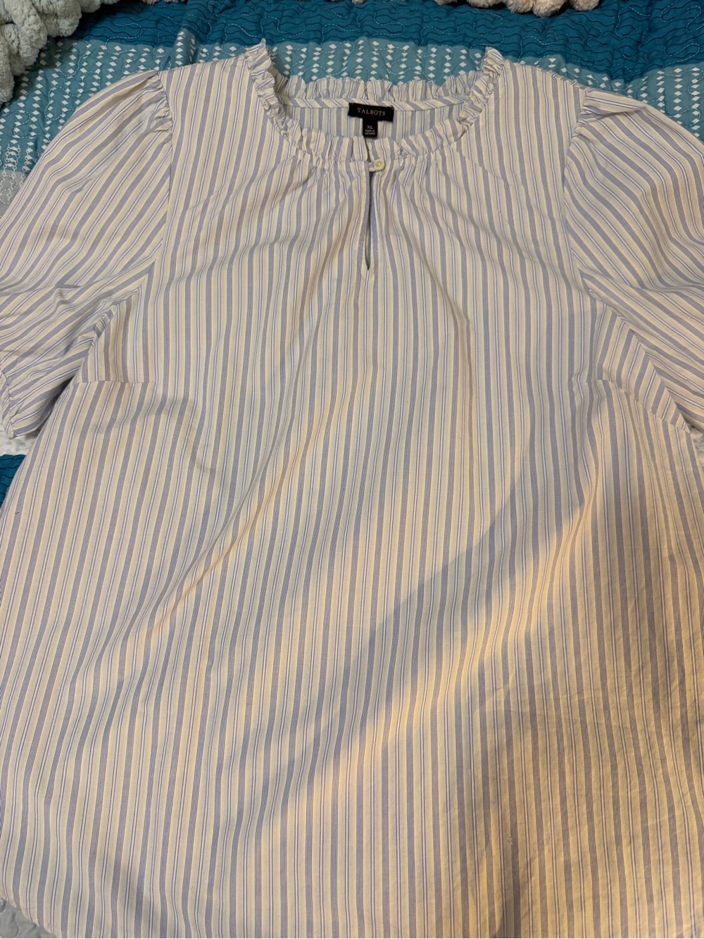 Talbots Blue and White Striped Top - Picture 9 of 11